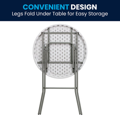 2.6-Foot Round Plastic Bar Height Folding Table - View 2