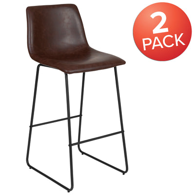 30 Inch Commercial Grade LeatherSoft Bar Height Barstools, Set of 2 - View 2