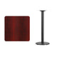 Mahogany |#| 30inch Square Mahogany Laminate Table Top with 18inch Round Bar Height Table Base