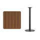 Walnut |#| 30inch Square Walnut Laminate Table Top with 18inch Round Bar Height Table Base