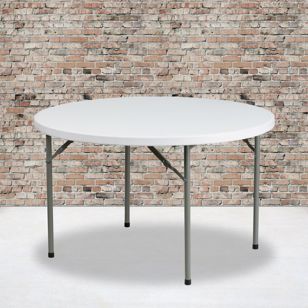 4-Foot Round Granite White Plastic Folding Table - Banquet / Event Folding Table