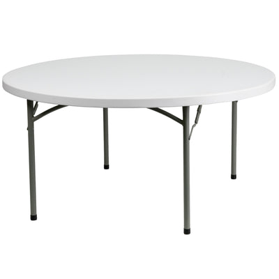 5-Foot Round Plastic Folding Table - View 1