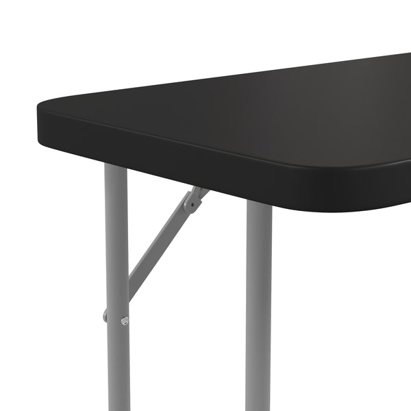 Black |#| 6-Foot Inch Rectangle Black Plastic Folding Training / Seminar Table