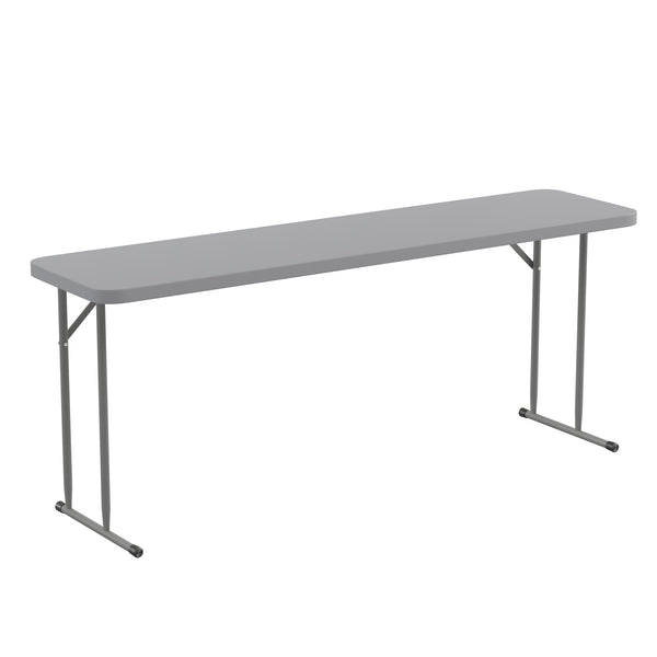 Gray |#| 6-Foot Inch Rectangle Gray Plastic Folding Training / Seminar Table