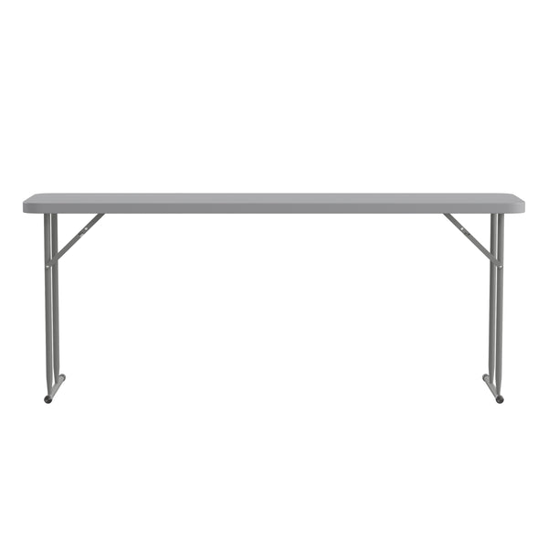 Gray |#| 6-Foot Inch Rectangle Gray Plastic Folding Training / Seminar Table