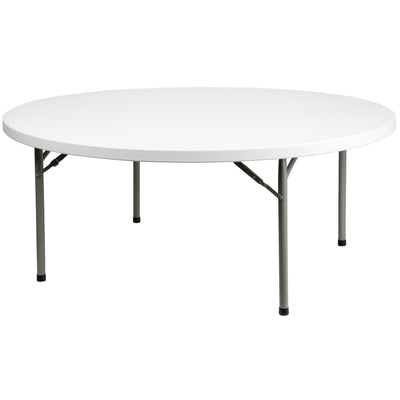 6-Foot Round Plastic Folding Table - View 1