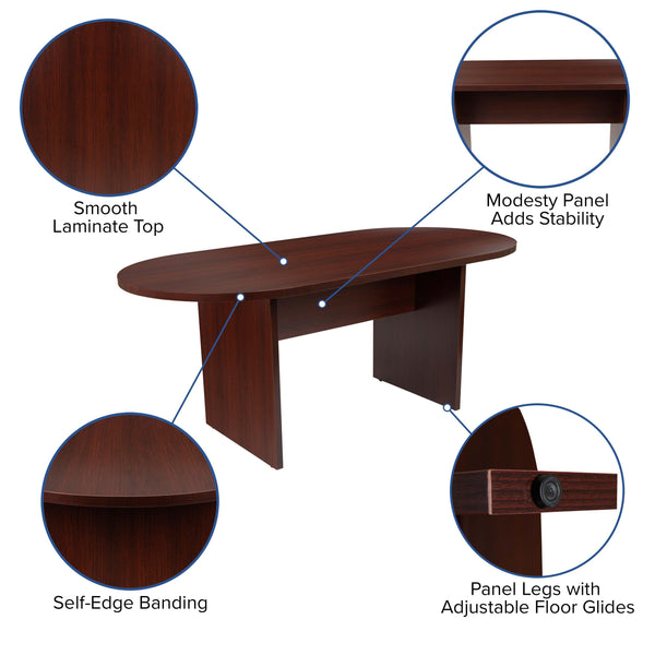 Mahogany |#| 6 Foot (72 inch) Classic Oval Conference Table in Mahogany - Meeting Table