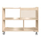 Commercial Wooden Mobile Storage Cart with 4 Compartments - Bin, Natural