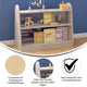 Commercial Grade Natural Finish Wooden Classroom 3 Tier Shelf with Clear Divider