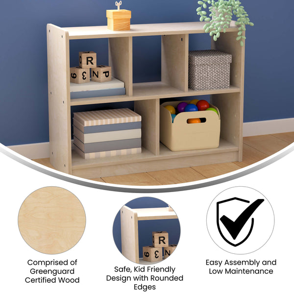 Wooden 5 Section Commercial Grade Modular Classroom Storage Cabinet, Natural