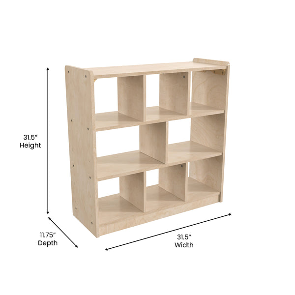 Wooden 8 Section Commercial Grade Modular Classroom Storage Cabinet, Natural