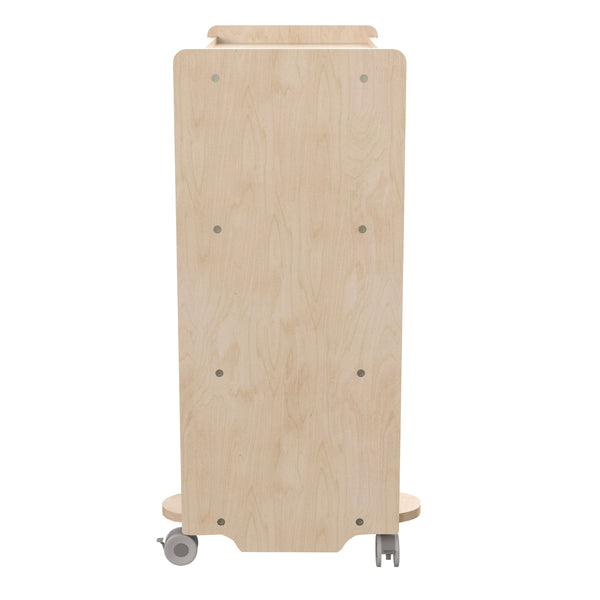 Commercial Grade Natural Finish Wooden Classroom 4 Shelf Mobile Storage Cart