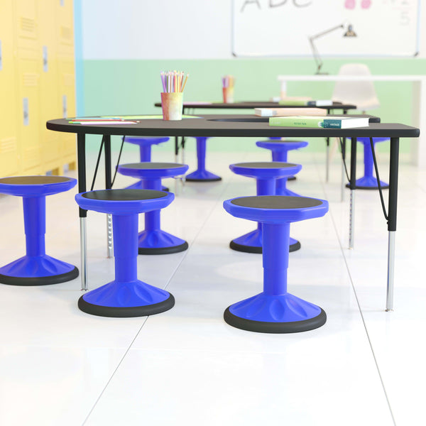 Blue |#| Kids Adjustable Height Active Learning Stool for Classroom and Home in Blue