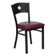 Burgundy Vinyl Seat/Black Metal Frame |#| Black Circle Back Metal Restaurant Chair - Burgundy Vinyl Seat