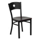 Mahogany Wood Seat/Black Metal Frame |#| Black Circle Back Metal Restaurant Chair - Mahogany Wood Seat