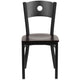 Walnut Wood Seat/Black Metal Frame |#| Black Circle Back Metal Restaurant Chair - Walnut Wood Seat