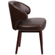 Brown LeatherSoft |#| Brown LeatherSoft Side Reception Chair with Walnut Legs - Hospitality Seating