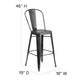 Black |#| 30inch High Distressed Black Metal Indoor-Outdoor Barstool with Back