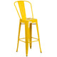 Yellow |#| 30inch High Yellow Metal Indoor-Outdoor Barstool with Back - Kitchen Furniture