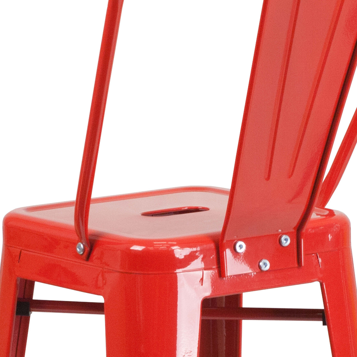 Red |#| 30inch High Red Metal Indoor-Outdoor Barstool with Back - Kitchen Furniture
