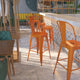 Orange |#| 30inch High Orange Metal Indoor-Outdoor Barstool with Back - Kitchen Furniture