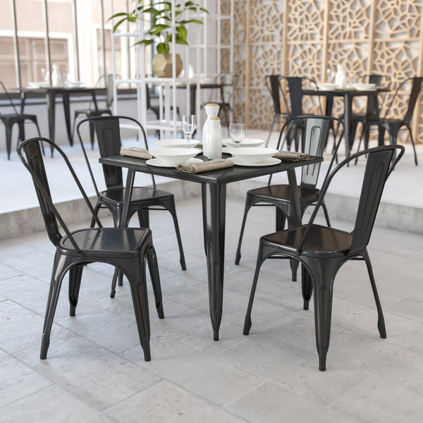 Black |#| 31.75inch Square Black Metal Indoor-Outdoor Table - Event Table