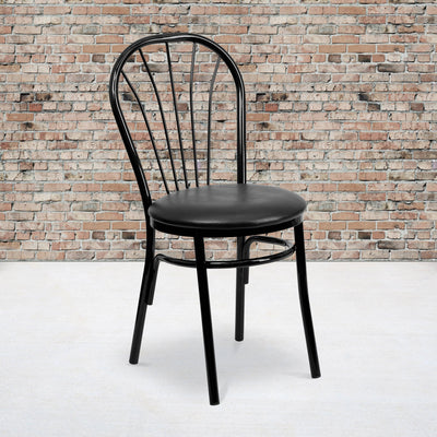 Fan Back Metal Chair with Vinyl Seat - View 2