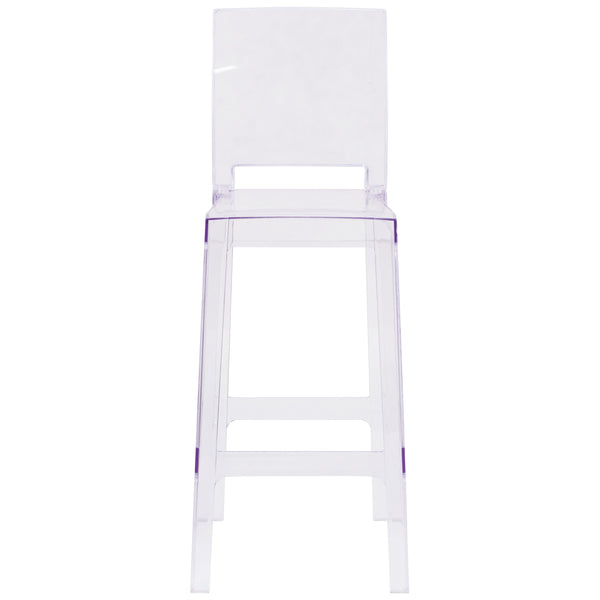 Ghost Barstool with Square Back in Transparent Crystal - Wedding Chairs