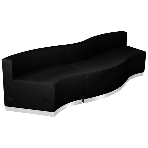 Black |#| 3 PC Black LeatherSoft Modular Reception Configuration w/Taut Back &Seat