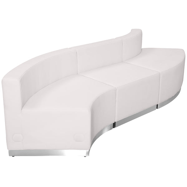 Melrose White |#| 3 PC White LeatherSoft Modular Reception Configuration w/Taut Back &Seat