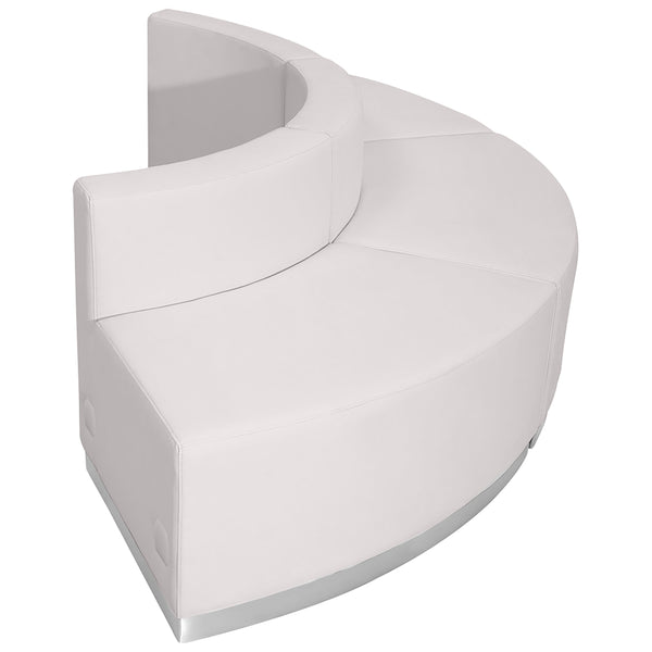 Melrose White |#| 3 PC White LeatherSoft Modular Reception Configuration w/Taut Back &Seat