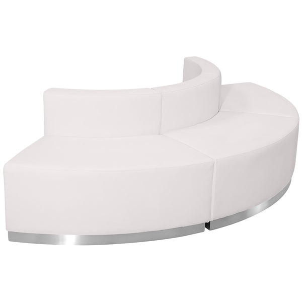 Melrose White |#| 3 PC White LeatherSoft Modular Reception Configuration w/Taut Back &Seat