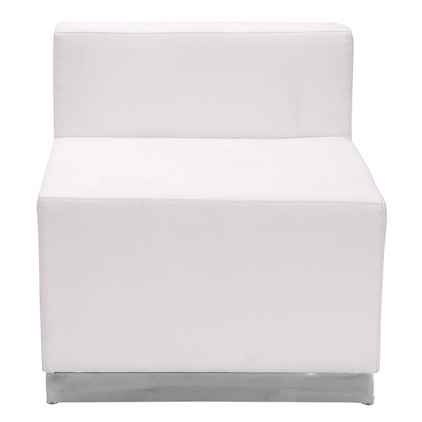 Melrose White |#| 3 PC White LeatherSoft Modular Reception Configuration w/Taut Back &Seat