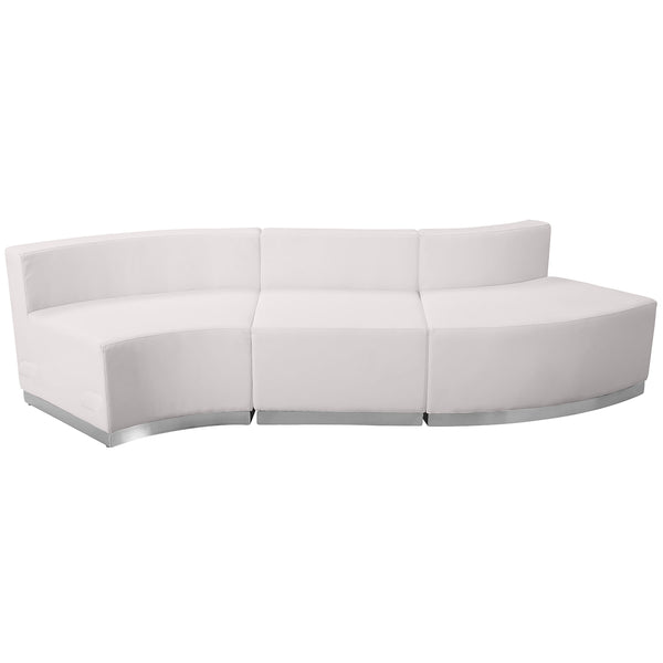 Melrose White |#| 3 PC White LeatherSoft Modular Reception Configuration w/Taut Back &Seat