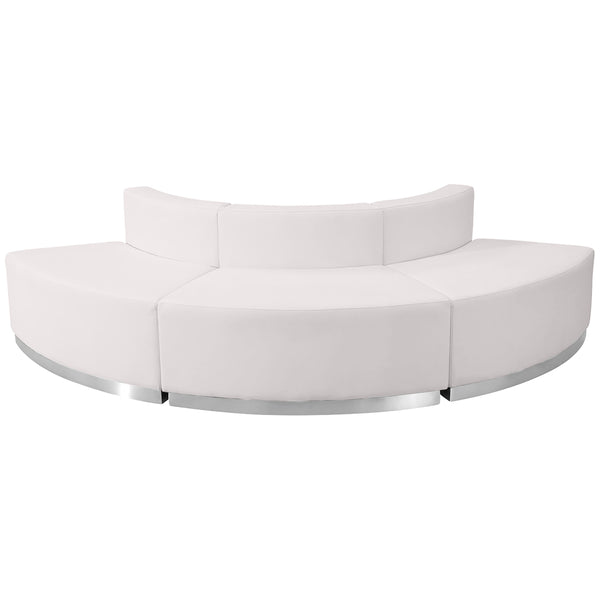 Melrose White |#| 3 PC White LeatherSoft Modular Reception Configuration w/Taut Back &Seat
