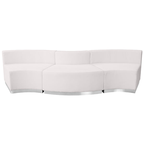 Melrose White |#| 3 PC White LeatherSoft Modular Reception Configuration w/Taut Back &Seat