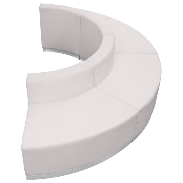 Melrose White |#| 4 PC White LeatherSoft Modular Reception Configuration w/Taut Back &Seat