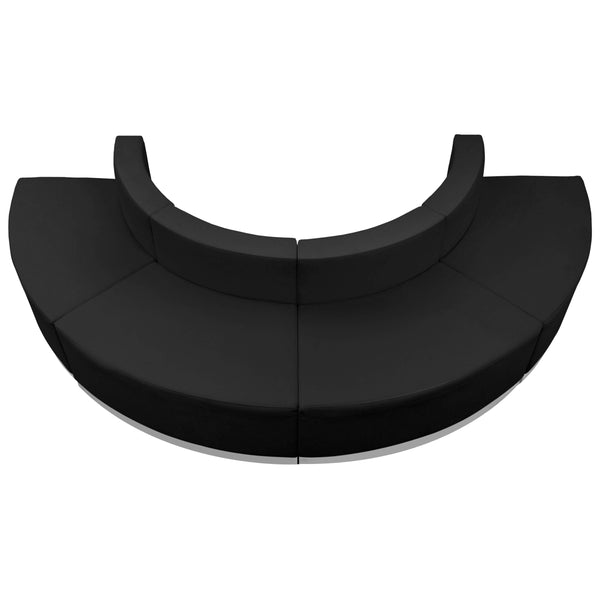 Black |#| 4 PC Black LeatherSoft Modular Reception Configuration w/Taut Back &Seat