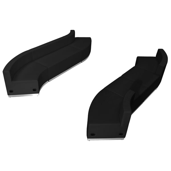 Black |#| 7 PC Black LeatherSoft Modular Reception Configuration w/Taut Back &Seat