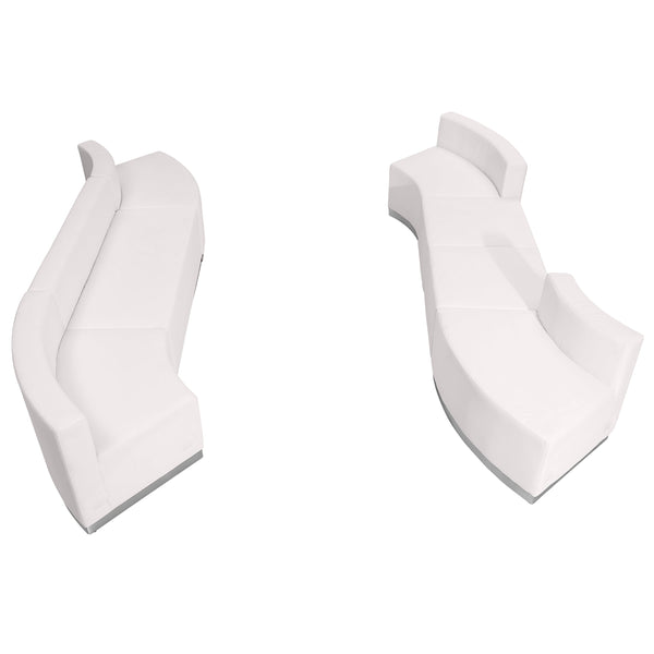Melrose White |#| 7 PC White LeatherSoft Modular Reception Configuration w/Taut Back &Seat