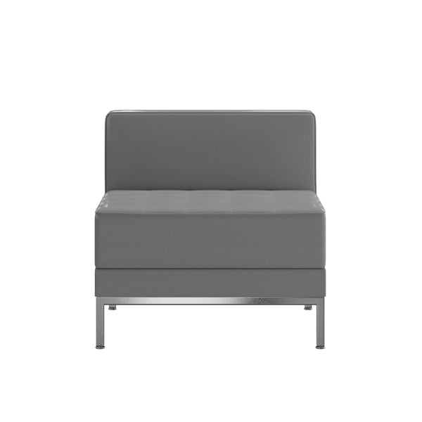 Gray |#| Contemporary Gray LeatherSoft Middle Chair - Reception &Home Office Chair