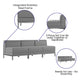 Gray |#| 3 Piece Gray LeatherSoft Modular Reception Lounge Set - Reception Bench