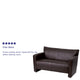 Brown |#| Brown LeatherSoft Loveseat w/ Extended Panel Arms - Reception & Lounge Seating