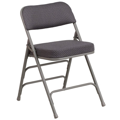 HERCULES Series 18"W Premium Curved Triple Braced & Hinged Fabric Upholstered Metal Folding Chair - View 1