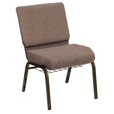 HERCULES Series 21''W Church Chair in Sherpa Fabric with Book Rack - Gold Vein Frame - View 1