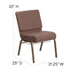 Brown Dot Fabric/Gold Vein Frame |#| 21inchW Church Chair in Brown Dot Fabric with Book Rack - Gold Vein Frame