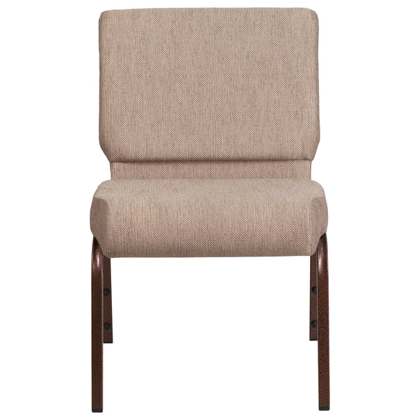 Beige Fabric/Copper Vein Frame |#| 21inchW Stacking Church Chair in Beige Fabric - Copper Vein Frame