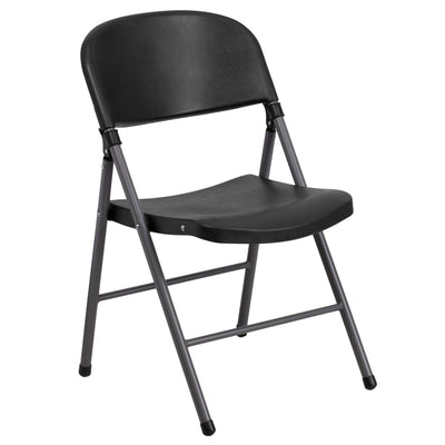 HERCULES Series 330 lb. Capacity Plastic Folding Chair with Charcoal Frame - View 1