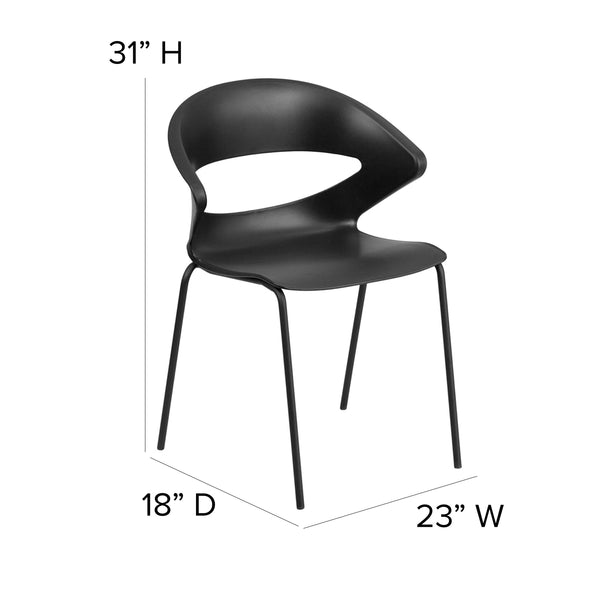 440 lb. Capacity Black Café Style Stack Chair with Flexible Back Design