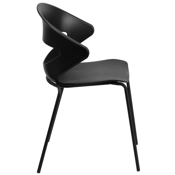 440 lb. Capacity Black Café Style Stack Chair with Flexible Back Design